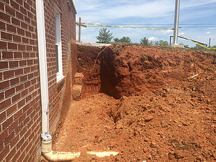 excavation done due to building waterproofing work at Calvary Baptist Church