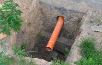 foundation drain pipe installed as a part of house waterproofing in Winston-Salem NC