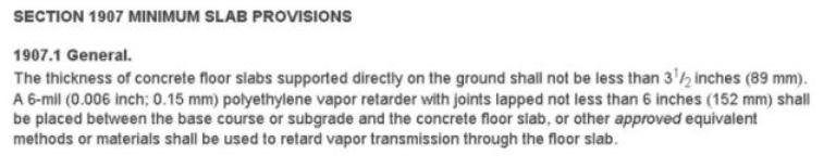 Section 1907 Minimum Slab Provisions - Building Code