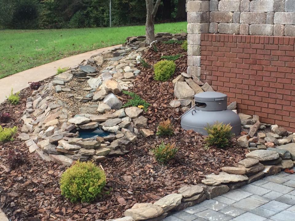 garden with landscape stones