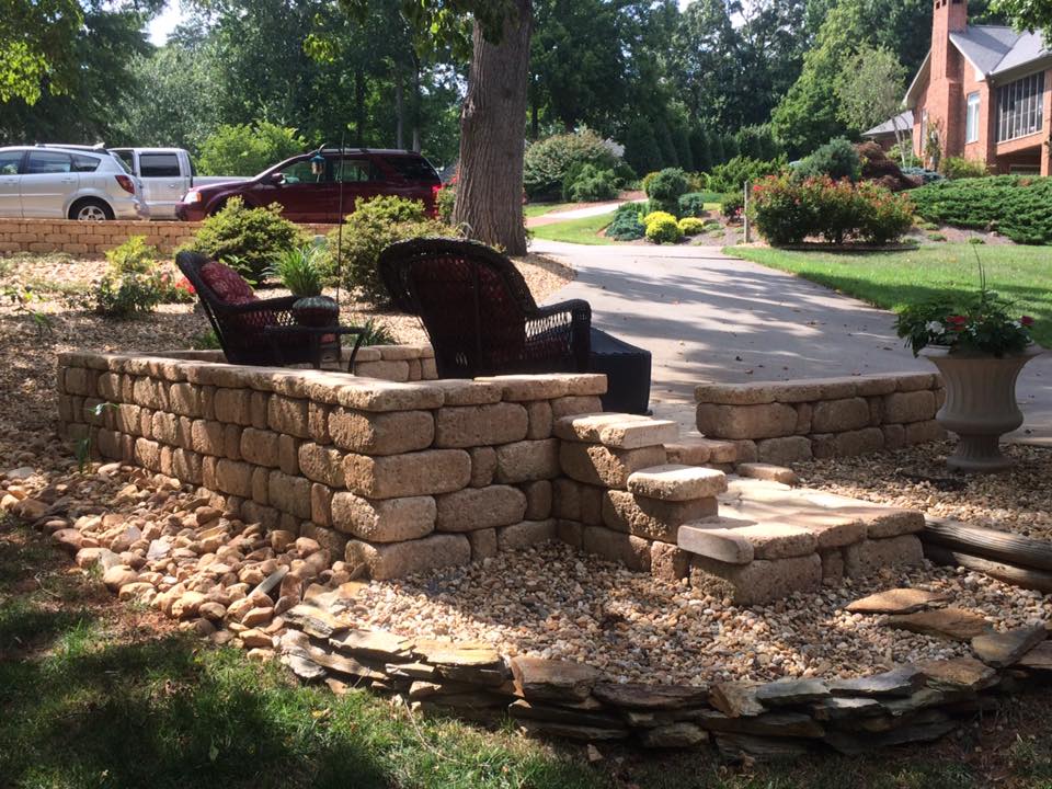 garden with landscape stones