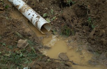 French drain being installed